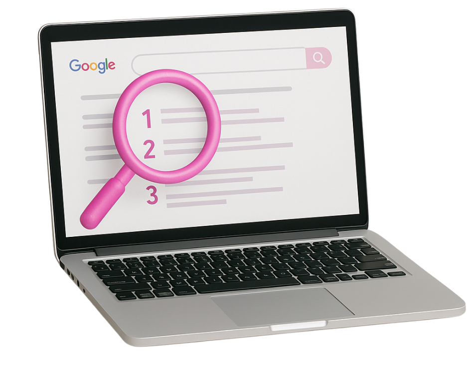 Visual voor SEA pagina van een laptopscherm met een detectivebeeldje