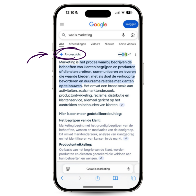 Case visual screenshot AI Overview voor blog over GEO en SEO